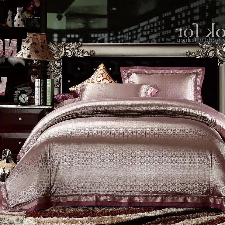 

Boutique 100% Cotton Jacquard 4pcs Beding Sets Home Decoration Textile Wedding Bedding Sets Wedding Supplies Bedding 19 Colors
