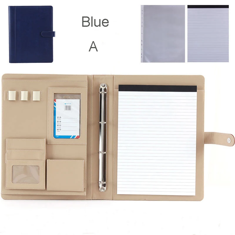 

multifuction faux leather file folder A4 for documents papers portfolio with ring binder office supplies filing products 1200D