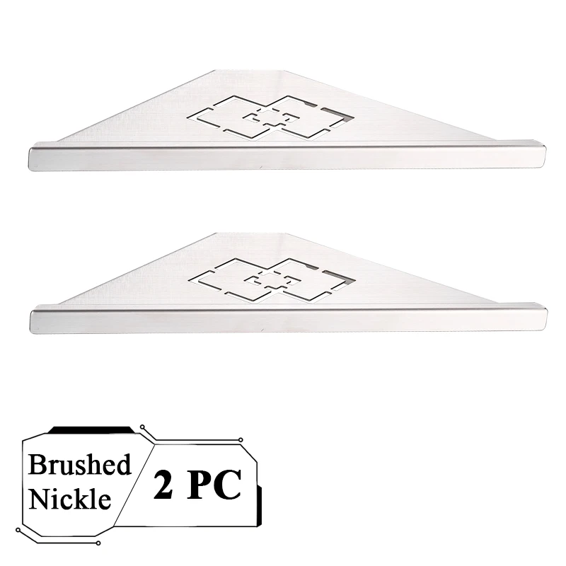 Brushed Nickle 2 PC Черная матовая никелевая полка для хранения для ванной комнаты, треугольная 304 нержавеющая сталь, настенное крепление, аксессуары для ванной комнаты - Цвет: Brushed Nickle 2 PC