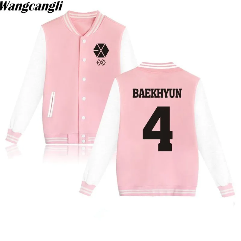 KPOP EXO куртки и пальто Harajuku Студенческая бейсбольная куртка в стиле хип хоп
