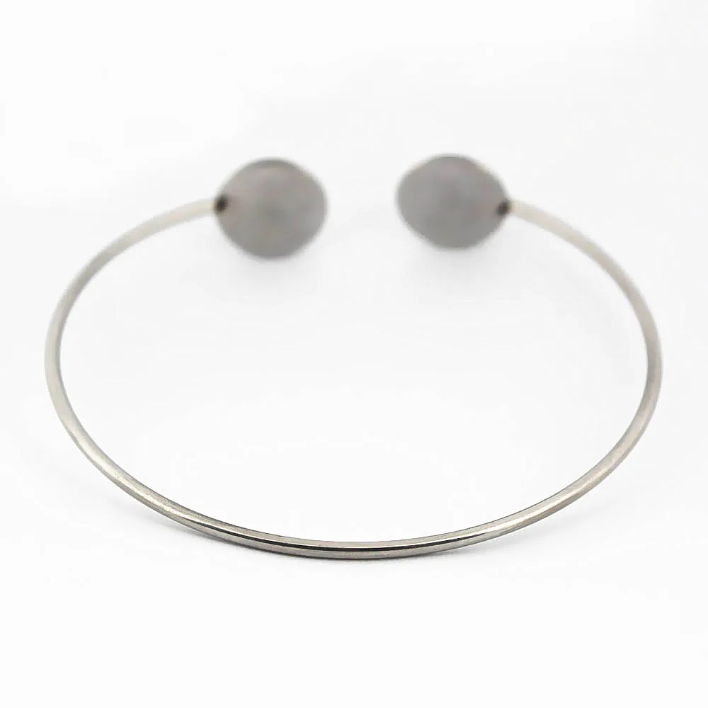 Stainless Steel Bracelet Double 12mm Round Bezel Glass Cameo Cabochons Wire Open Cuff Bangle No Fade Wrist DIY Findings | Украшения и