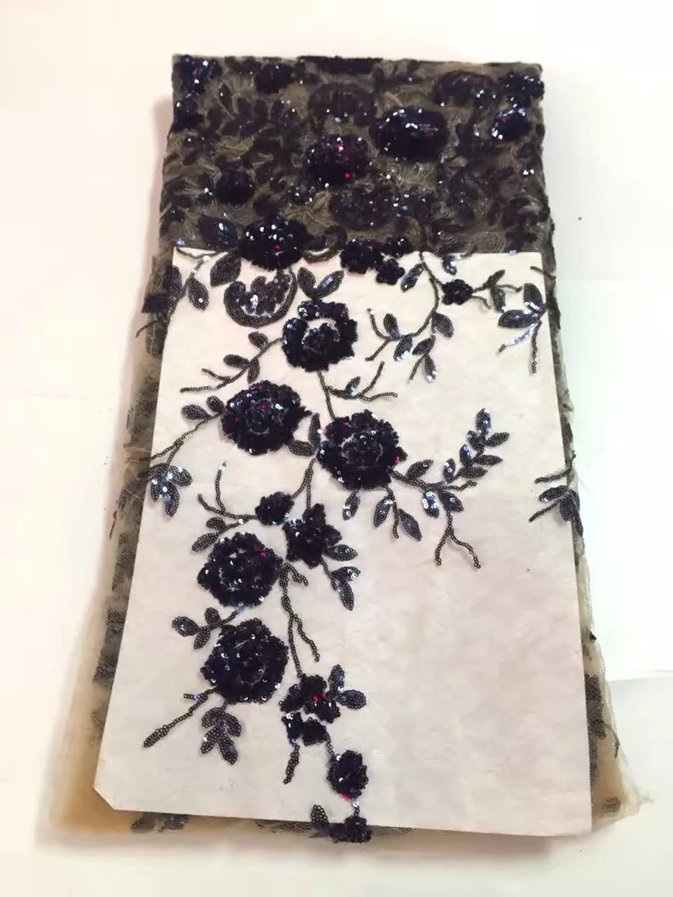 

Red flowers Latest Net Lace Sequins Fabric For Wedding Sewing Accessories High Quality African French Lace Fabric K-J7991