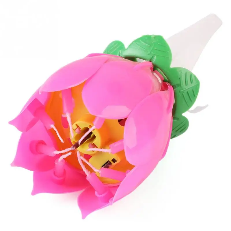 1x Розовый волшебный цветок музыкальный день рождения свеча партия подарка