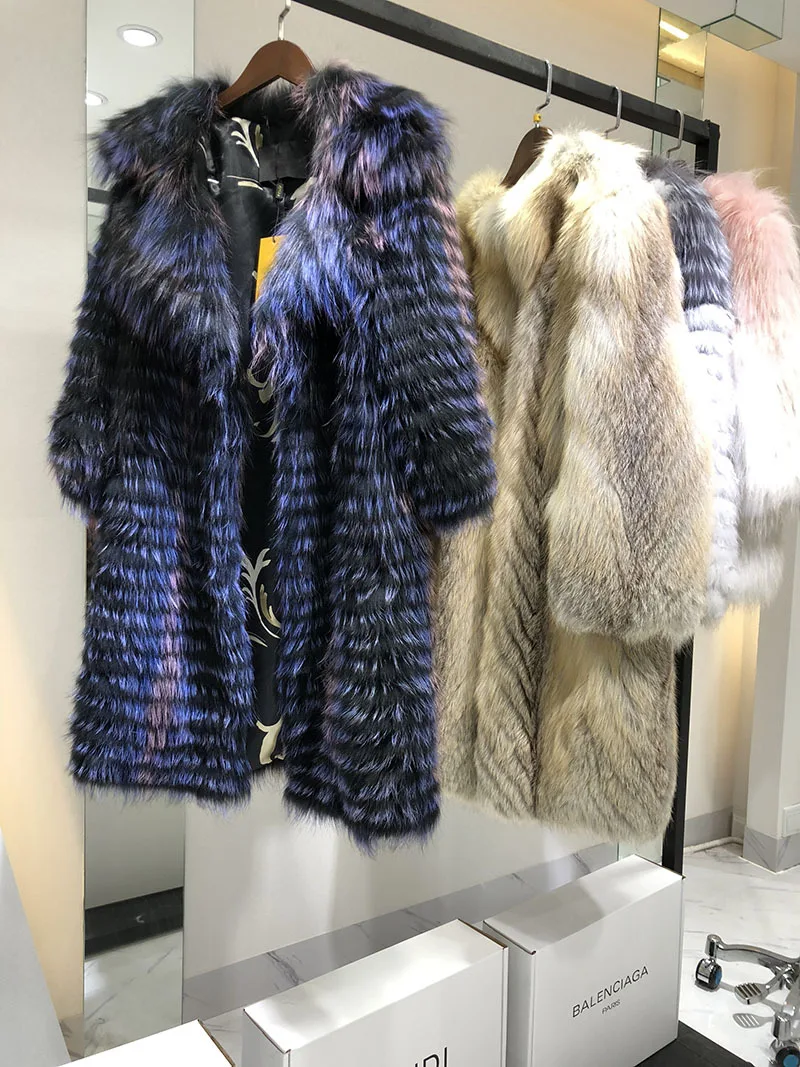 Большой меховой воротник теплое пальто Корейская версия V модная длинная средняя