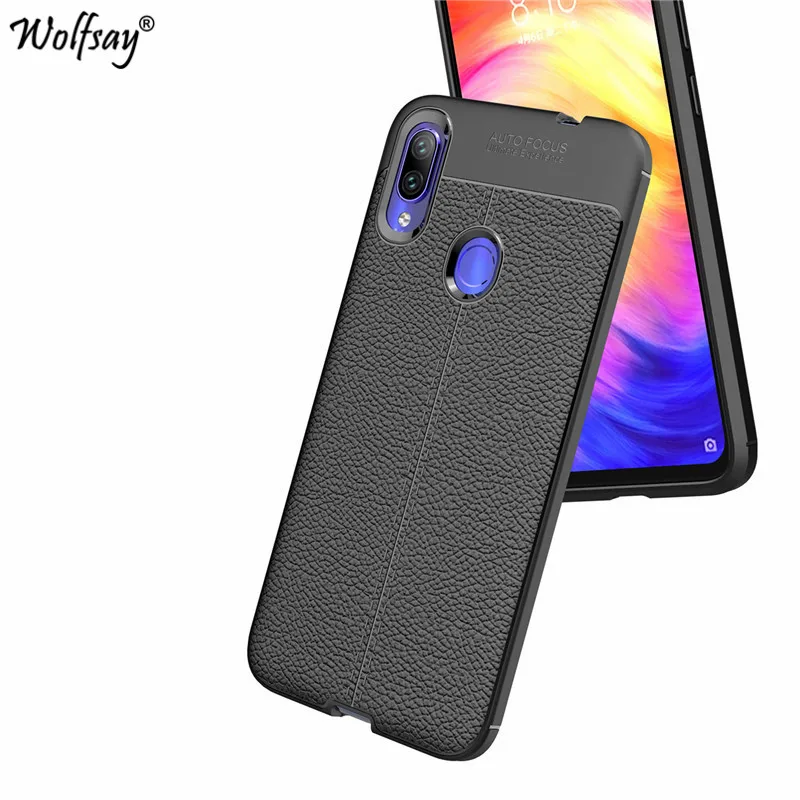 Чехол для Xiaomi Redmi Note 7 противоударный мягкий резиновый чехол с узором Личи