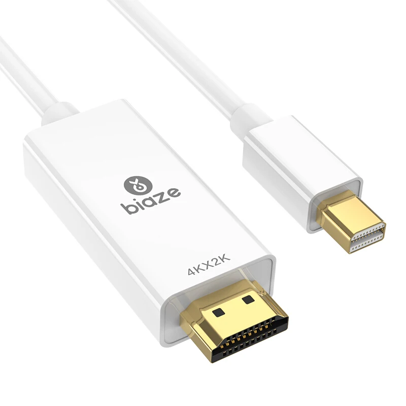 Biaze 4K мини дисплей порт Адаптер DP к HDMI 1,8 м 3 м Дисплей порт конвертер для ноутбука проектор Дисплей порт к HDMI Thunderbolt - Цвет: White 3M