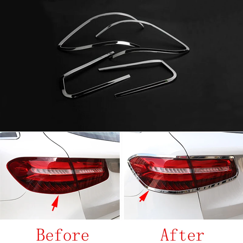 4 шт. хромированные задсветильник фары для Mercedes Benz GLC Class X205 2016 2017|rear cover|trim covertrim chrome