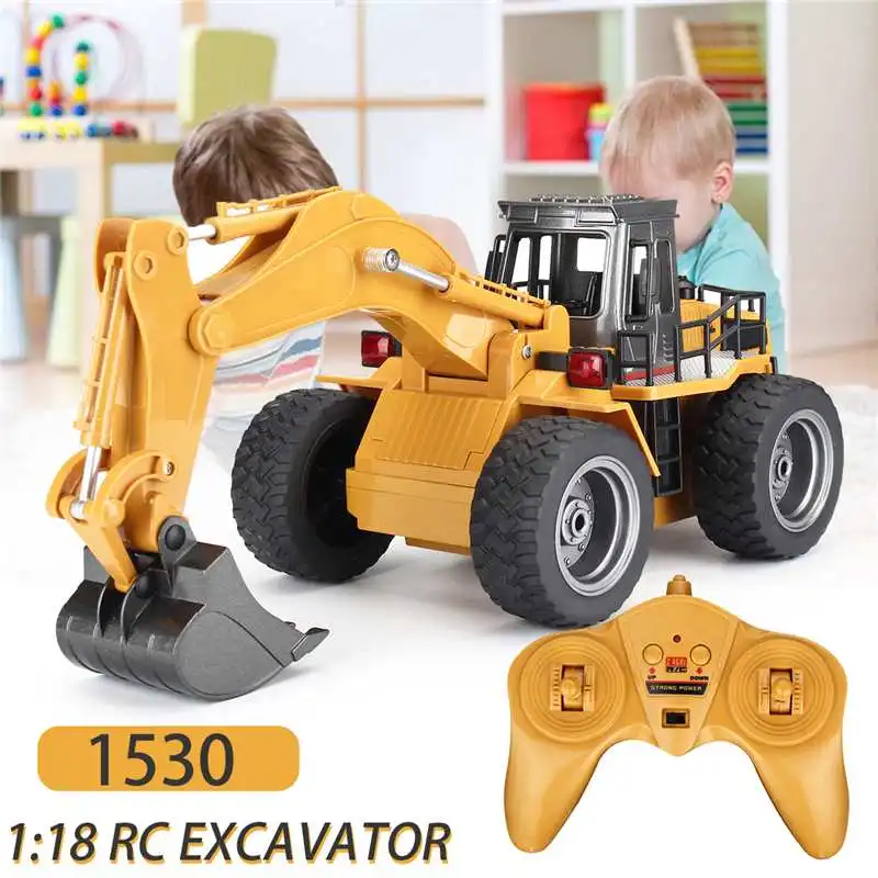 Новые поступления HuiNa Toys 1530 1/18 2,4G 6CH Rc автомобиль сплав экскаватор игрушки инженерный автомобиль с светильник звук радиоуправляемая модель машины батарея