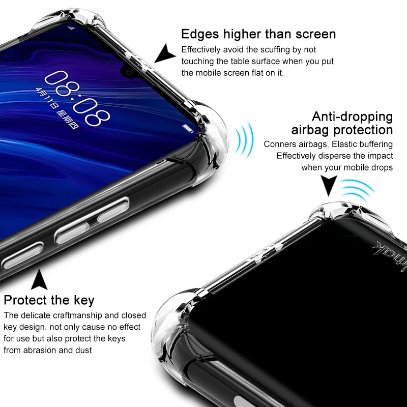 Мягкий силиконовый чехол Imak Для huawei P30 Противоударная задняя крышка подушки