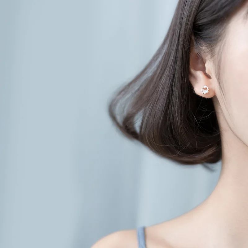 Forever Clear CZ 925 Sterling Silver Circle Round Stud Earrings with Jewelry GIFT | Украшения и аксессуары