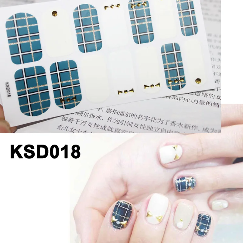 KSD018 14 шт/лист бронзовые блестящие наклейки для ногтей 3D DIY украшения для ногтей- MS - Цвет: KSD018