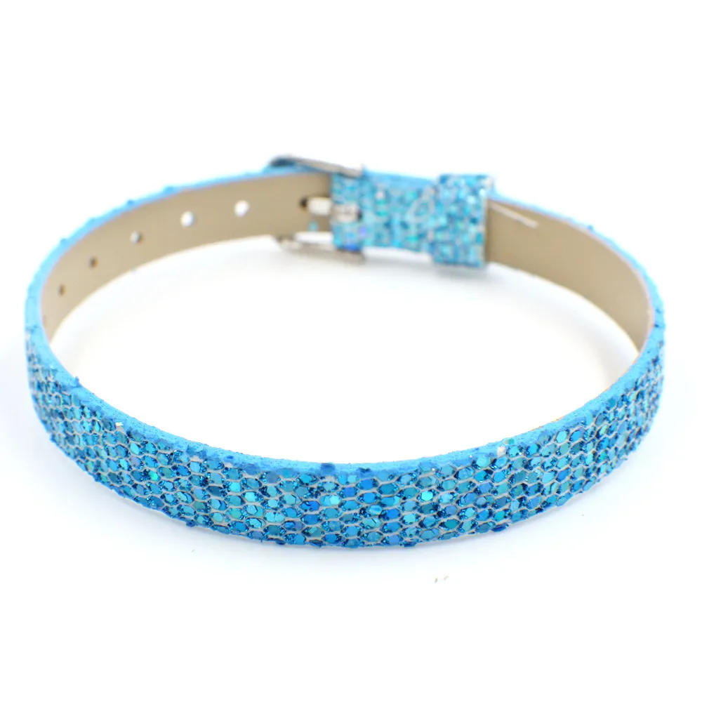 light blue color 10 шт. 8 мм браслет с блестками из искусственной кожи можно поставить любые 8 мм буквы амулеты на - Окраска металла: light blue color