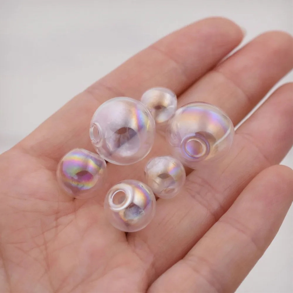 

10pieces Colorful Glass Ball 10mm 12mm 16mm Hollow Glass Globe Pendant jewelry Findings DIY Materials Handmade beads Accessories