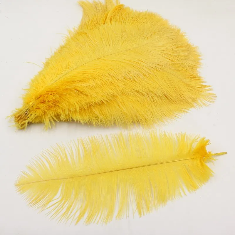 Новинка 50 шт. красивые перья страуса из натурального золота желтого цвета оптом