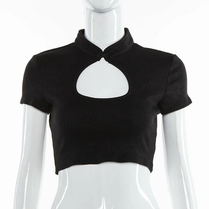 Sexy Women Hollow T Shirts Crop Tops Summer 2019 New Short Sleeve Tees For Ladies Slim Skinny Sheath Blusa Casual Tanks | Женская одежда