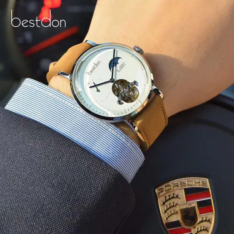 Bestdon Switzerland Tourbillon Moonphase Мужские автоматические механические часы Relogios Masculino водонепроницаемые спортивные часы с подарочной коробкой