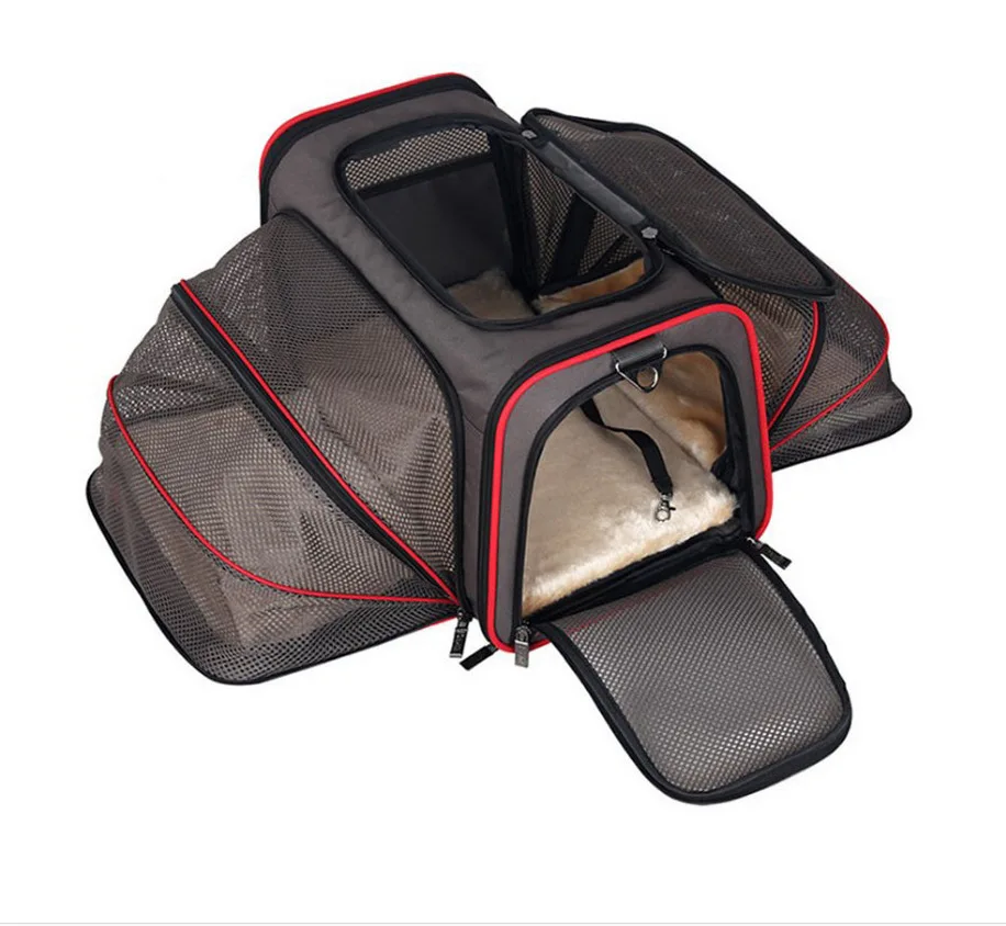 

CAMMITEVER Coffee Black Dog Oxford Fabric Multifunctional Carrier Bag Mesh Travel Tote For Dog Cat Rabbit Carrier Basket