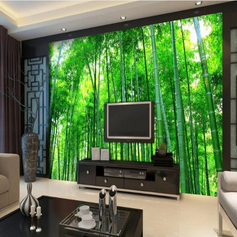 beibehang Custom large fresco bamboo forest 3D landscape background wall murals nonwovens super green wallpaper papel de parede |