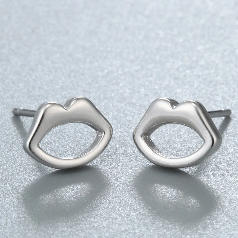 Kinitial Red Enamel Mouth Shape Earring Sexy Lips Simulated Pearl Earrings Female Charming Ear Piercing Jewelry | Украшения и