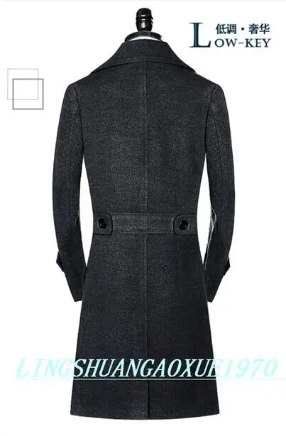 Зимнее шерстяное пальто мужские тренчкоты облегающее модное повседневное