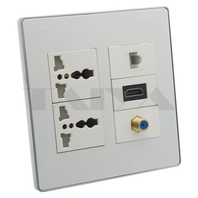 

HDMI, RJ45, F TV, 2X Power поддержка настенной пластины DIY
