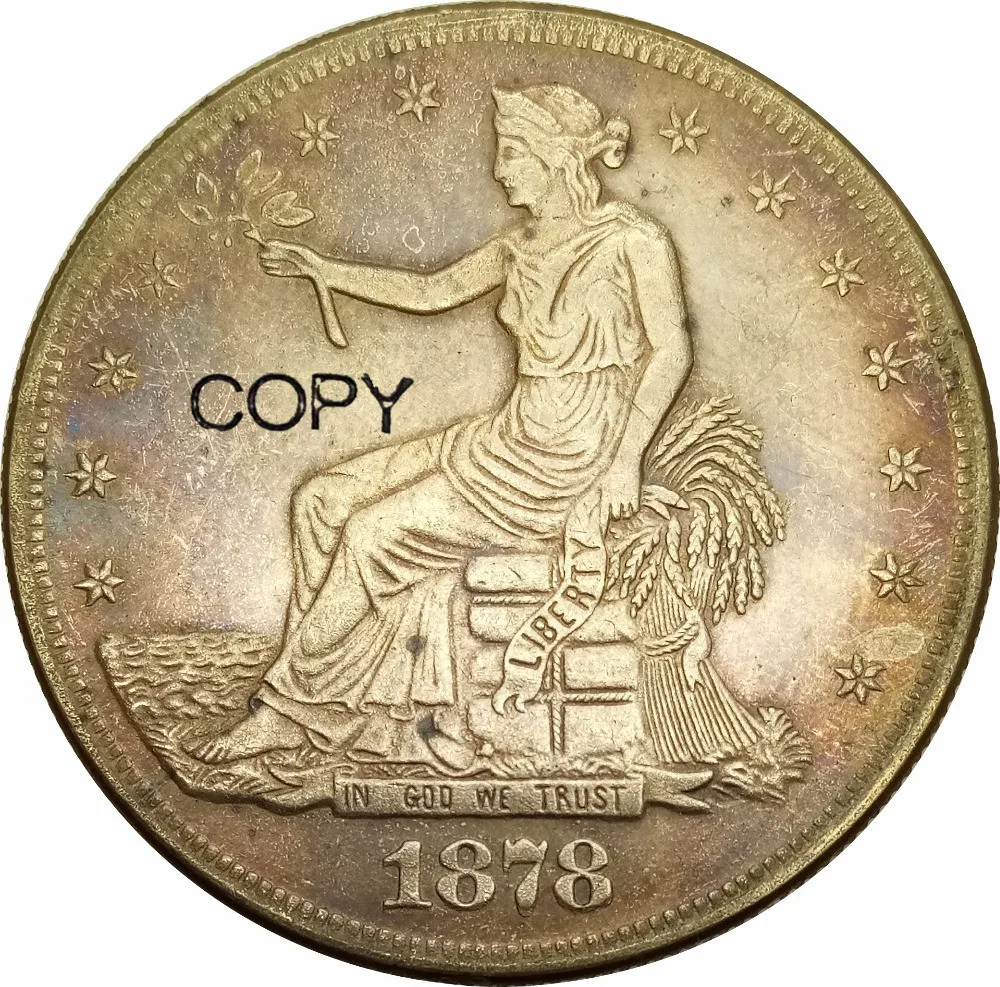 Соединенные Штаты 1878 CC свобода сидя торговый доллар латунная Посеребренная