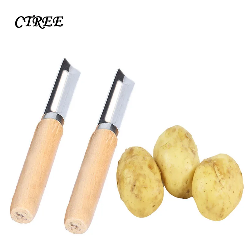 

CTREE 1Pcs Vegetable Scraper Potato Peeler Quality Stainless Steel Peeling Knife Wood Handle Kitchen Frilts Peeler Knife C275