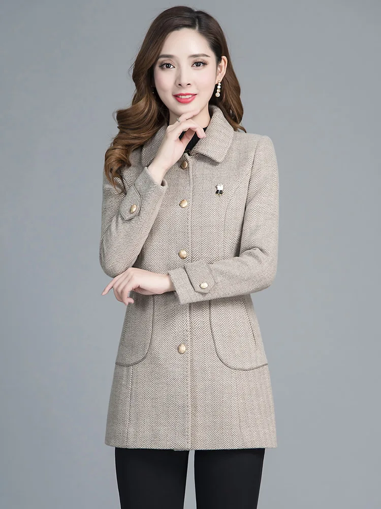 

Wool jacket, mid-long style, 2020 new autumn and winter dress, small mother's wool overcoat, 30-40 to 50 years old
