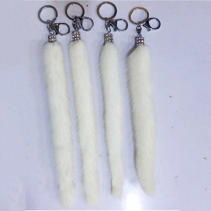 Real Genuine Mink fur tail keychain key ring hair mobile phone bag hanging Fluffy Key Chains Handbag bags car chains | Украшения и