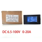 Вольтметр-амперметр постоянного тока, цифровой измеритель мощности и энергии, ЖК-дисплей, 4 дюйма, постоянный ток 6,5-100 в, 0-20 А, Встроенный шунт