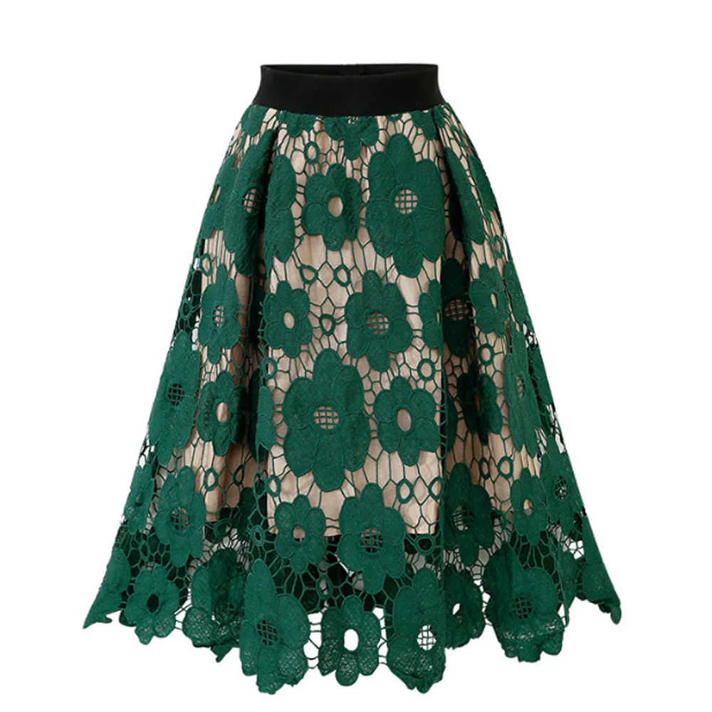 Женская кружевная винтажная юбка элегантная летняя с высокой талией модная