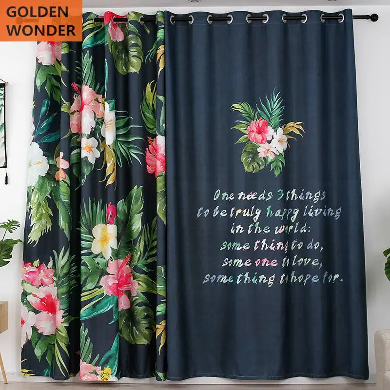 Светонепроницаемые шторы нового дизайна зеленые цветы плотные затемненные для