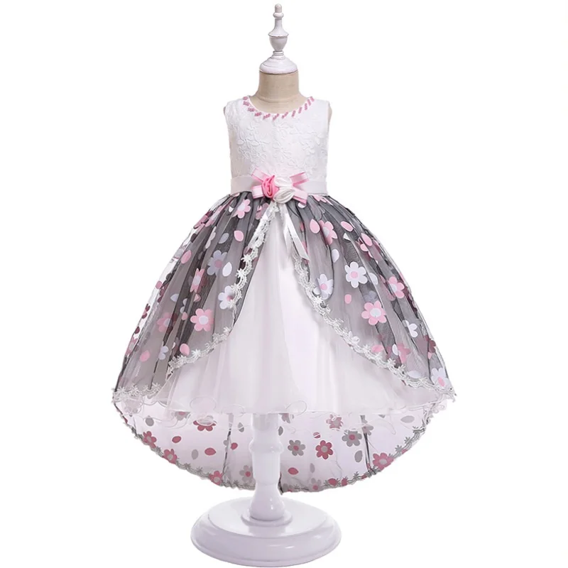 Flower Girl Dresses lace long Tailing Pageant Summer princess Children 3-10yrs Wedding Party Birthday Tutu Dress clothing | Детская