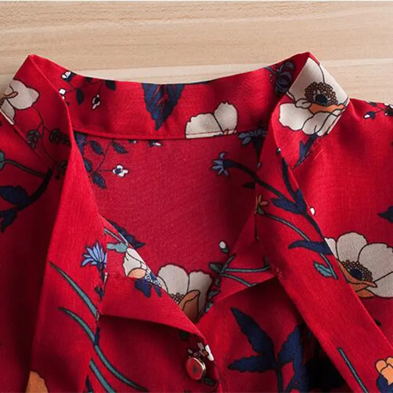 Женское винтажное шифоновое платье с цветочным принтом Элегантное Длинное