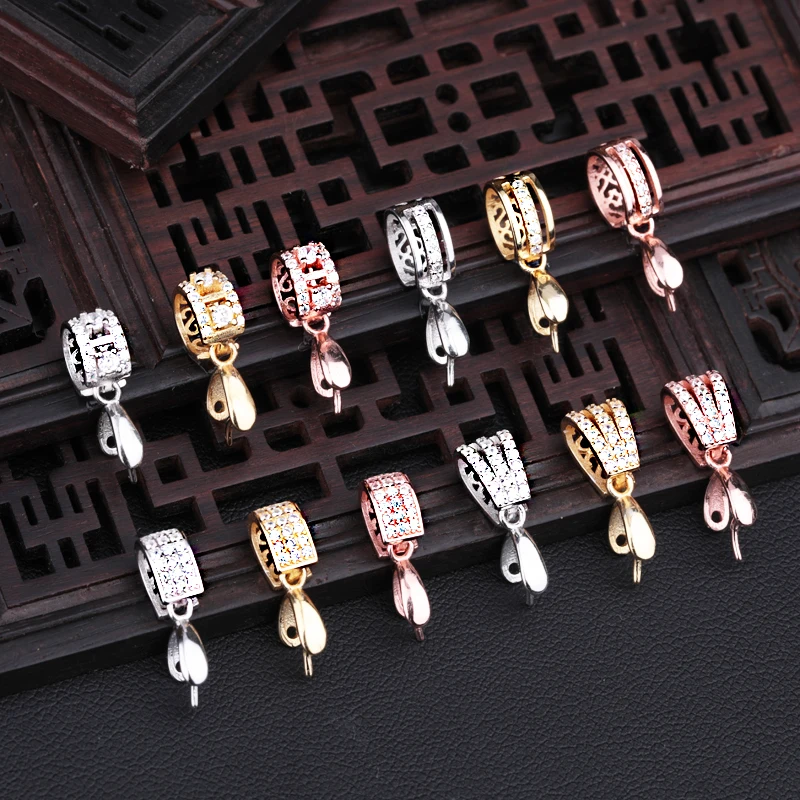 925 Sterling Silver Color Pendant Clip Clasp Pinch Bail Pendant Connectors Bail Beads Jewelry Findings DIY Jewelry Accessories