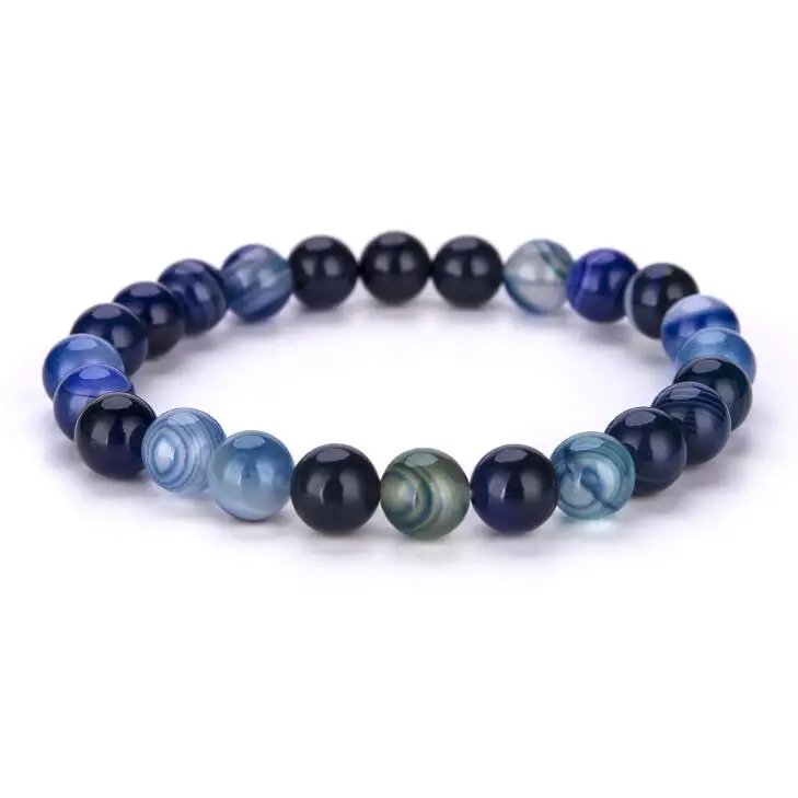 Agate Dark Blue Минималистичный браслет из натурального камня с бусинами, Подвески ручной работы с лунным камнем для женщин и мужчин, браслет для йоги, ювелирные аксессуары Bileklik - Окраска металла: Agate Dark Blue
