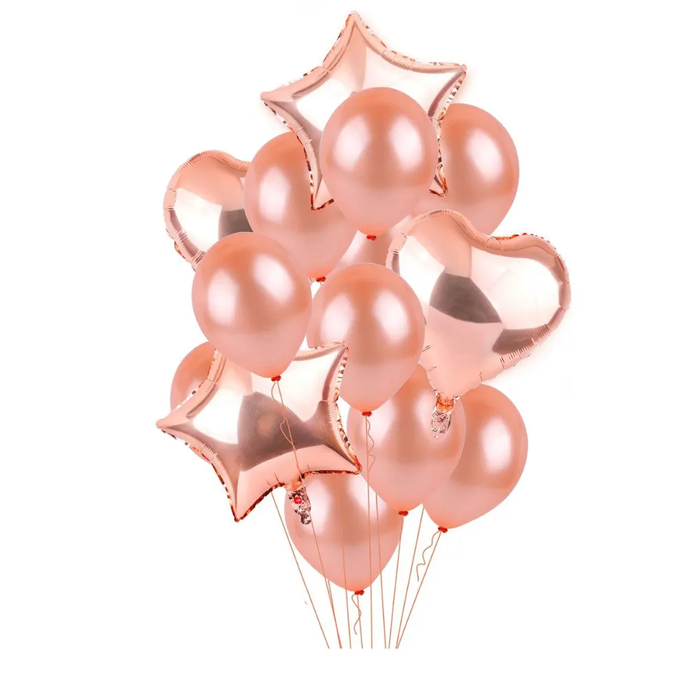 

Mixed Rose Gold Birthday Bride to be Banner 18inch Heart Star Helium Balloon Birthday Wedding Party Foil Tassel Decoration Set