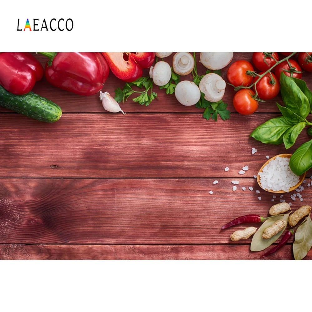 

Laeacco Old Wooden Board Vegetables Food Kitchen Decor Photography Background Customized Photographic Backdrops For Photo Studio