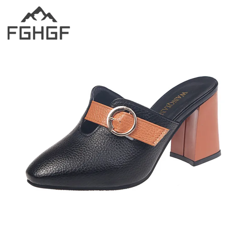 Женские туфли без задника FGHGF разноцветные из искусственной кожи с острым носком