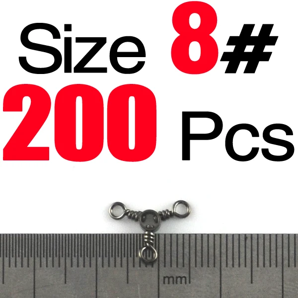Size 8 200PCS MNFT 200 шт./лот, рыболовные снасти с 3 поворотами, рыболовные снасти для морской скалы, тройные Вертлюги, аксессуары, рыболовные снасти - Цвет: Size 8 200PCS