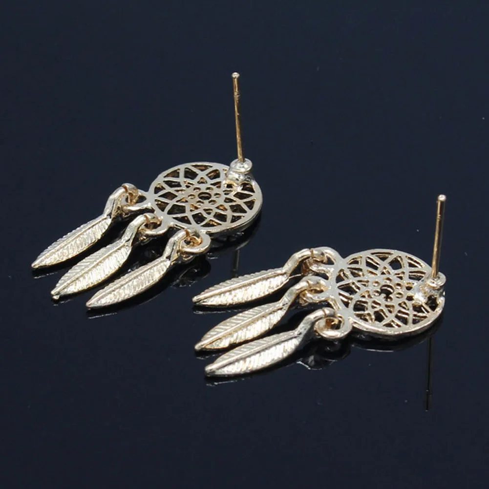 Женские серьги-подвески в богемном стиле с индейским пером Ловец снов | Украшения