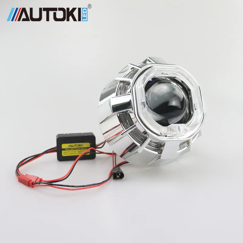 Autoki новый двойной Цвет светодиодный Ангельские глазки DRL с H1 мини Hi/низкая bi xenon