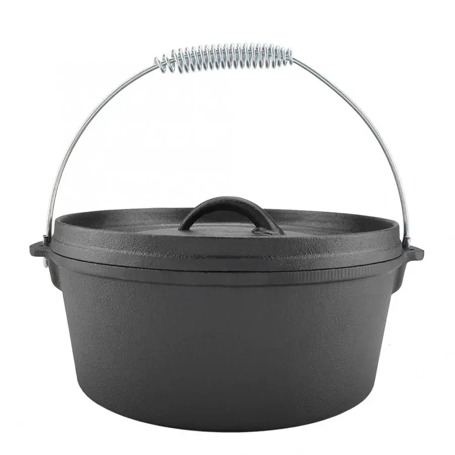 Портативная антипригарная чугунная кухонная посуда для барбекю на открытом