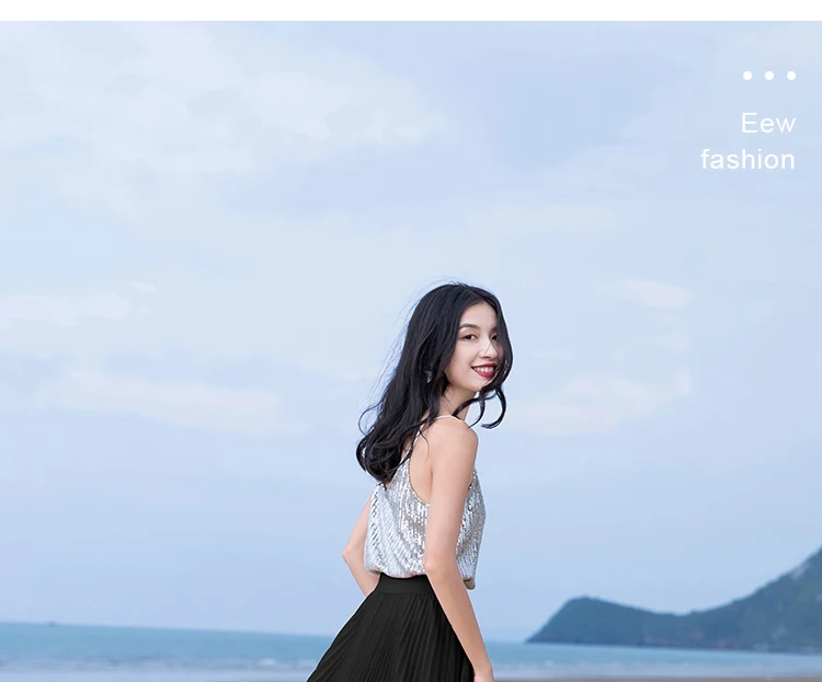 Summer Long Skirts Womens High Waist Vintage Boho Pleated Skirts Solid Color Chiffon Beach Maxi Skirt For Women Saia Faldas