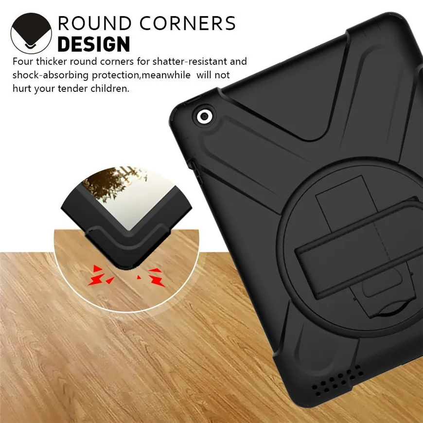 For iPad 2 3 4 hand strap case 360 degrees rotable Handle Stand Hard Kickstand Layer Case Cover Skin With Strap shoulder+film | Компьютеры