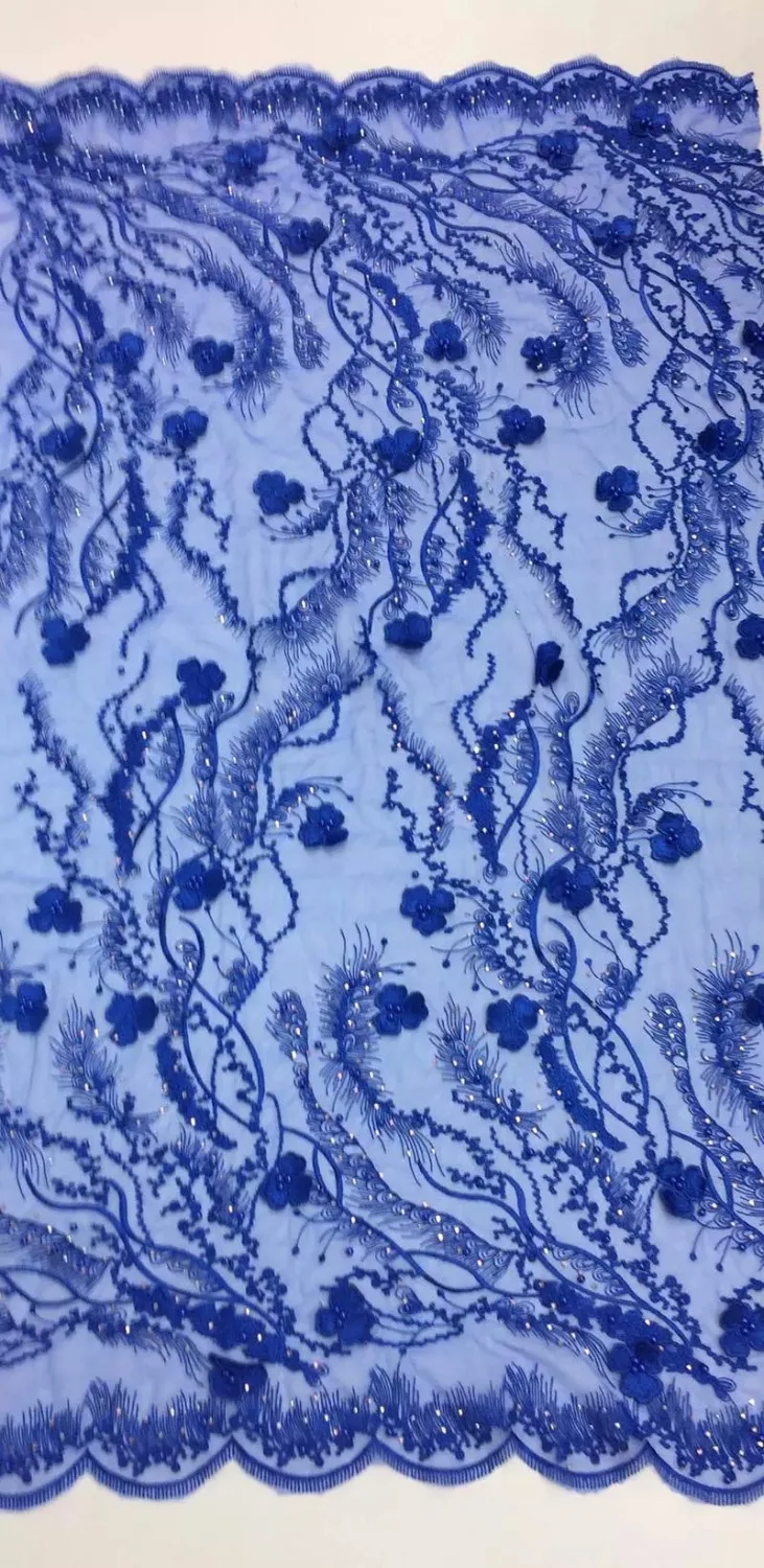 Free shipping African royal blue lace embroidery and 3 d high quality. The arrival of the new wedding fa | Дом и сад