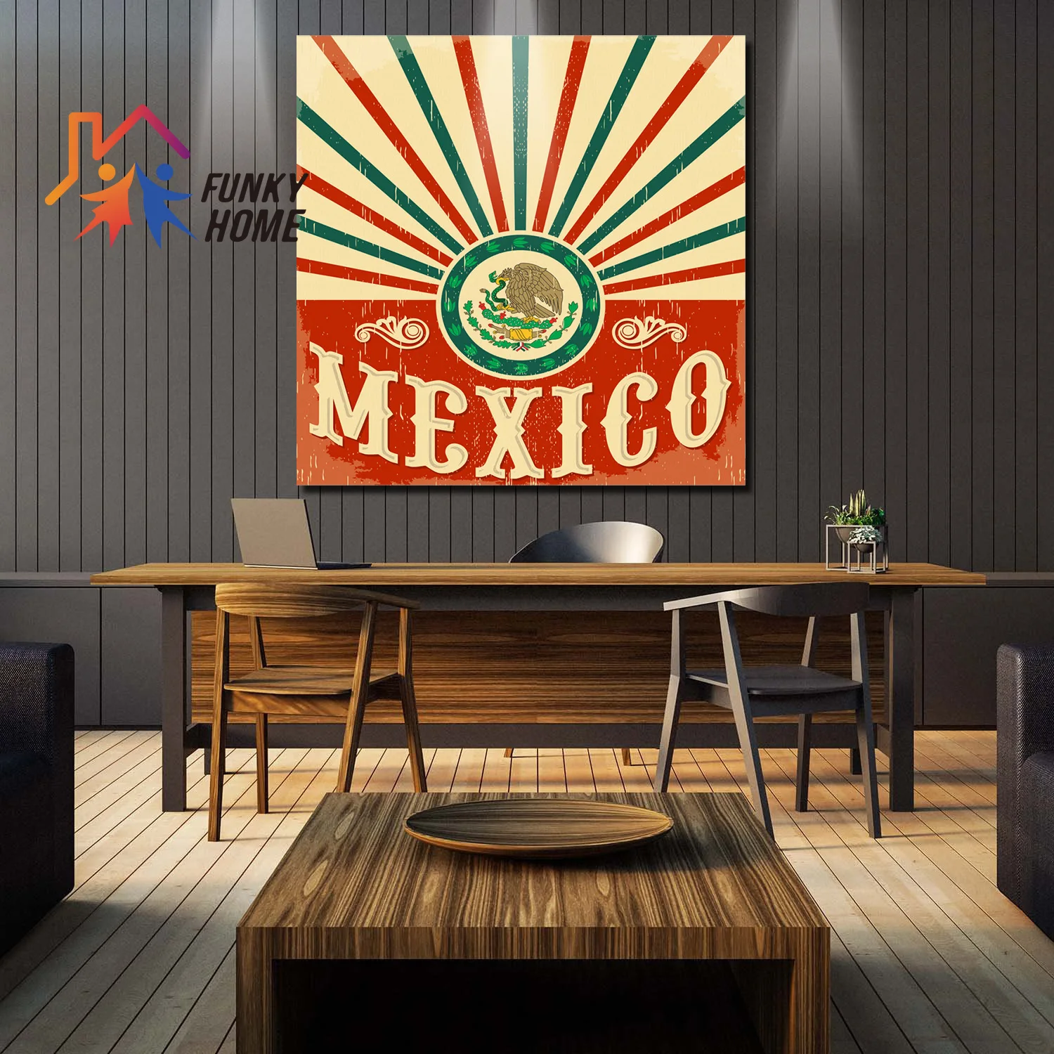 Funkyhome Холст Картина мексиканское праздничное украшение в рамке настенное