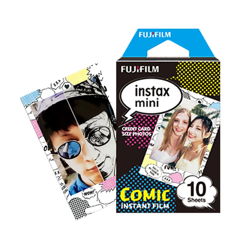 Comic Подлинная Fujifilm Instax Mini 8 9 цветная фотобумага 10 шт. для Fuji 9 8 7s 50 90 25 70 Share SP-2 SP-1 Liplay мгновенная камера - Цвет: Comic
