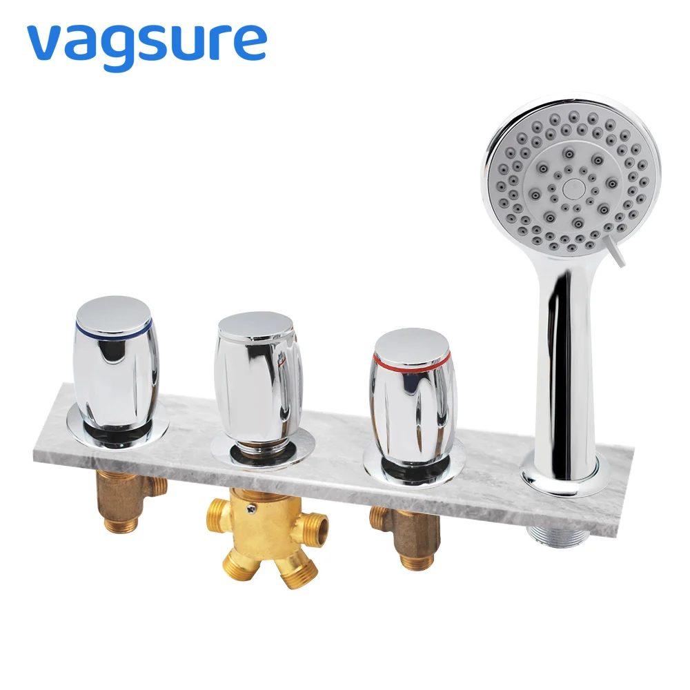 Кран для ванны Vagsure с тройной ручкой, кран для холодного и горячего водопада, настенный смеситель для ванны, Каскадный водопад, впускной кран