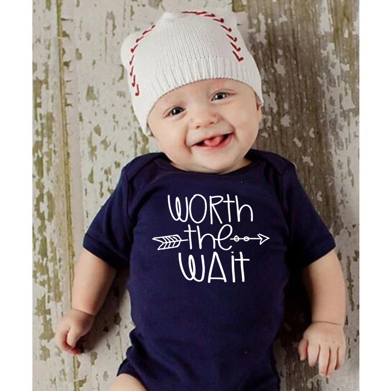Одежда для маленьких мальчиков и девочек с надписью Worth the wait roupa de bebe комбинезоны